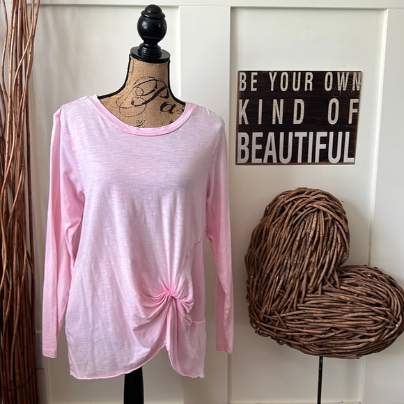 Vanilla Star Pink Long Sleeve Twisted Front Tee Shirt - Picture 1 of 8